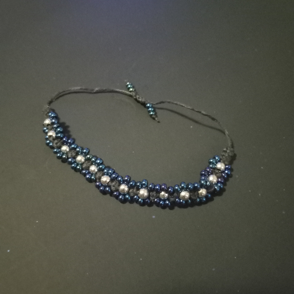 Macrame Beaded Flower Bracelet